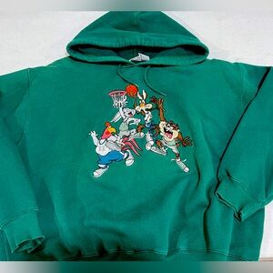 Vintage 90’s Looney Tunes Basketball Pullover Sweatshirt Size XL ACME Cl…